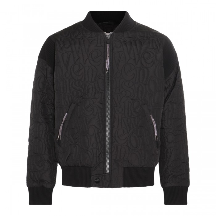 BLACK NYLON BOMBER CASUAL...