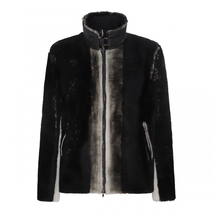 BLACK LEATHER DEGRADE JACKET