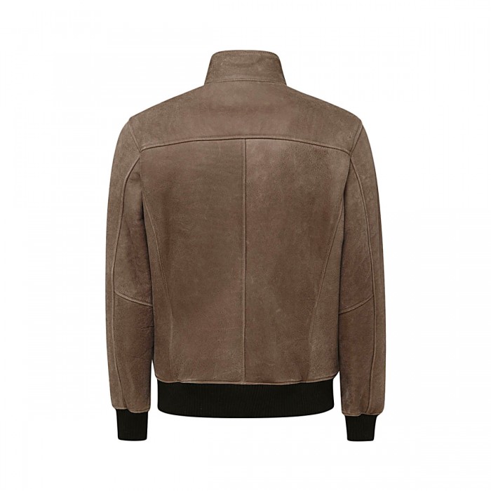 BROWN LEATHER BOMBER JACKET 2