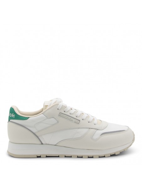 WHITE AND GREEN LEATHER SNEAKERS
