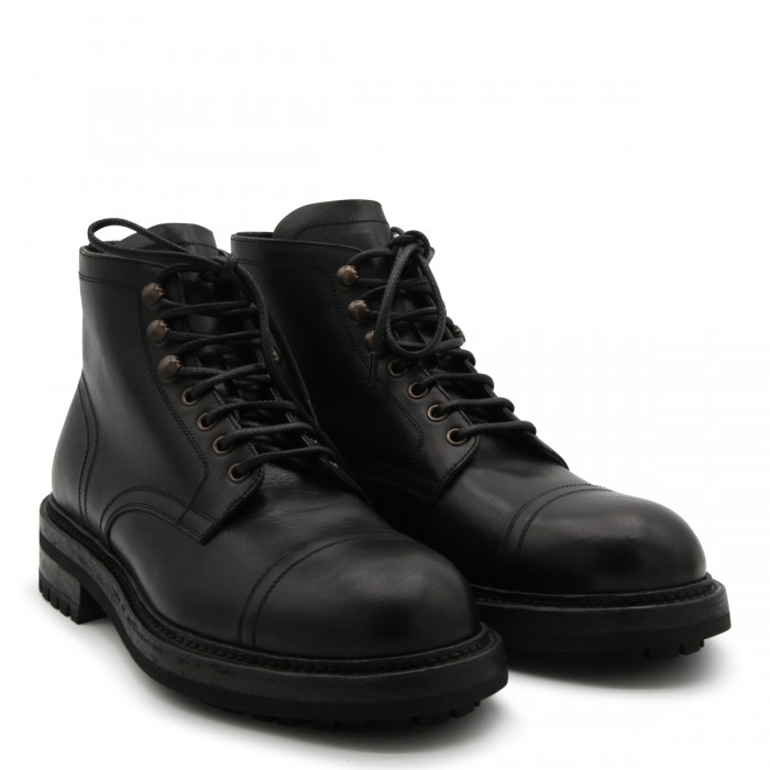 BLACK LEATHER ANKLE BOOTS 2