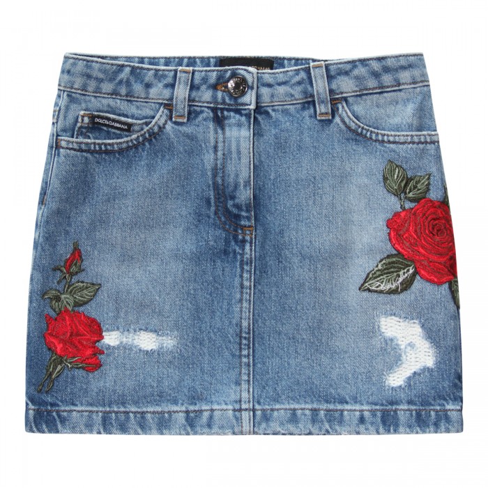 BLUE DENIM COTTON SKIRT