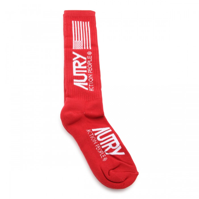 VIP【関税送料無料】希少 AUTRY RED COTTON ICONIC LOGO SOCKS Accessories