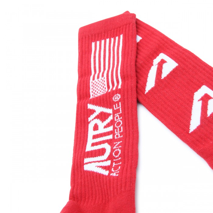 RED COTTON ICONIC LOGO SOCKS 2
