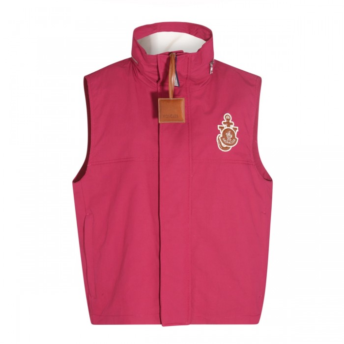 RED COTTON BLEND VEST...