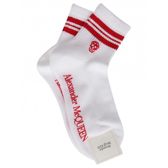WHITE AND RED COTTON SOCKS