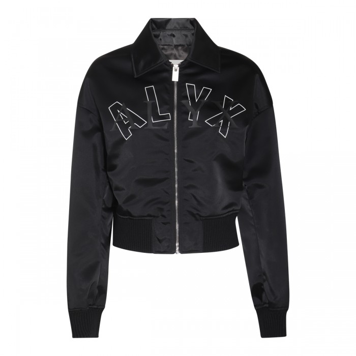 BLACK NYLON LOGO BOMBER JACKET