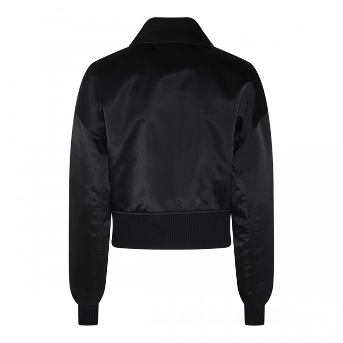 BLACK NYLON LOGO BOMBER JACKET 2