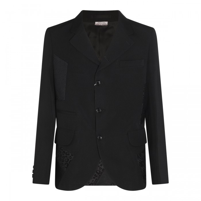 BLACK WOOL AND LINEN BLAZER 