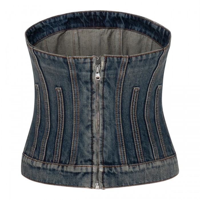 BLUE DISTRESSED DENIM BUSTIER  2