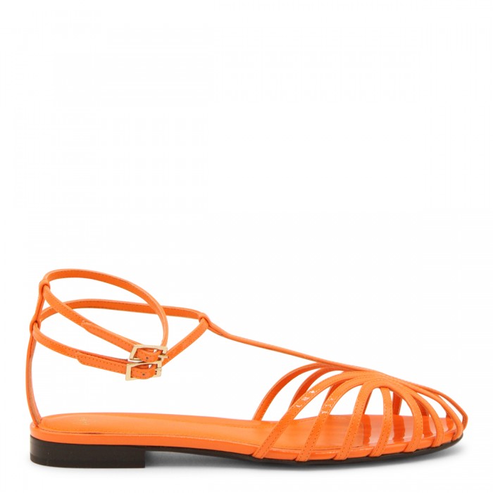 ORANGE LEATHER ELENA FLATS
