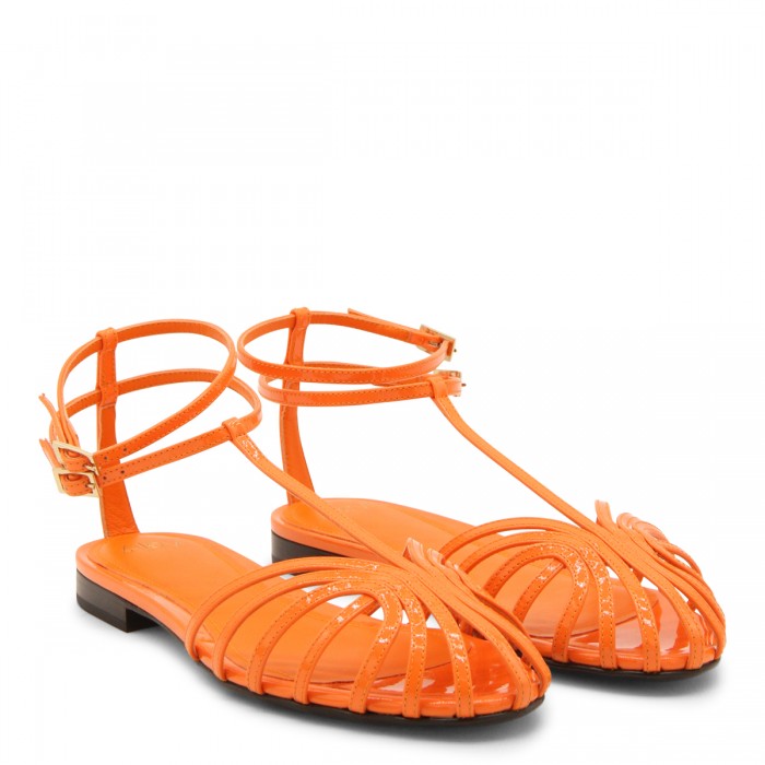ORANGE LEATHER ELENA FLATS 2