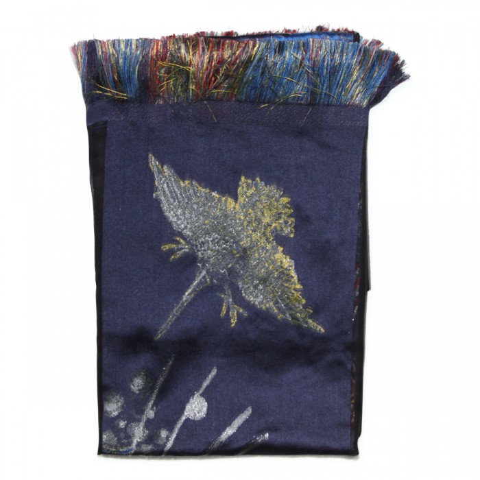 NAVY SILK BLEND BOSCH SCARF