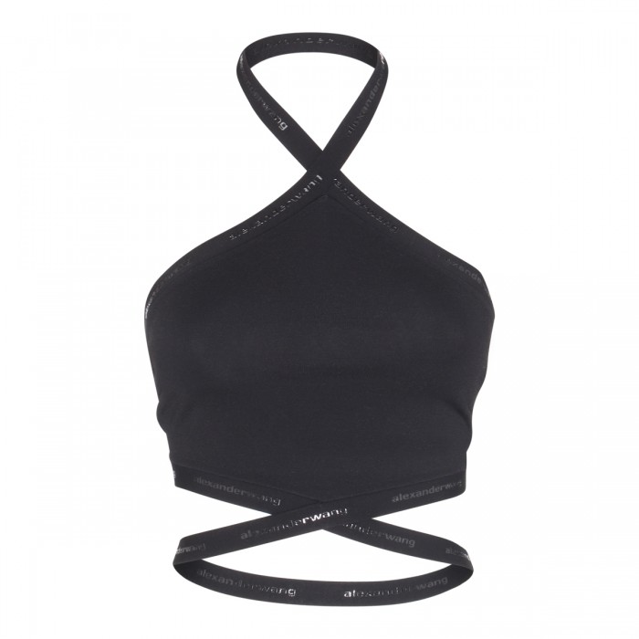 BLACK VISCOSE STRETCH TOP