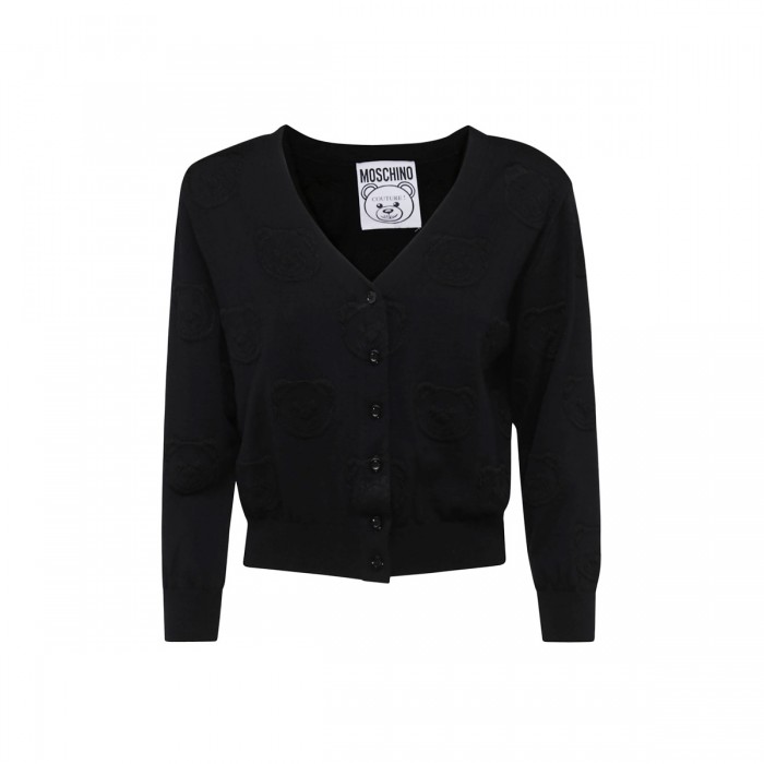 BLACK VIRGIN WOOL CARDIGAN