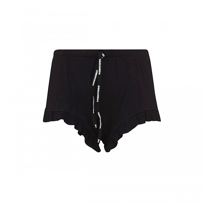 BLACK COTTON LOGO SHORTS