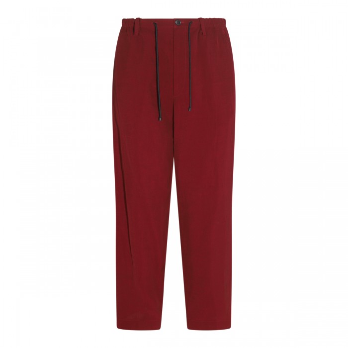 BURGUNDY LINEN BLEND PANTS