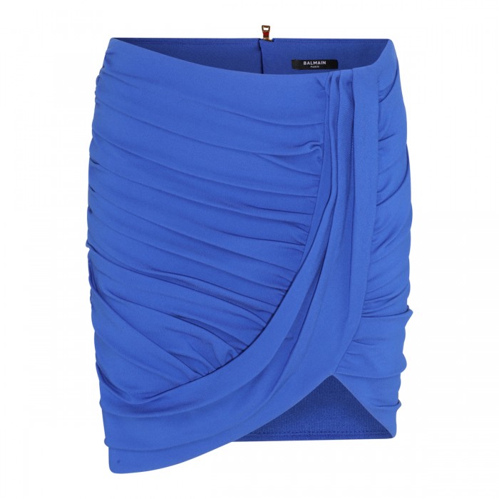 BLUE VISCOSE BLEND SKIRT