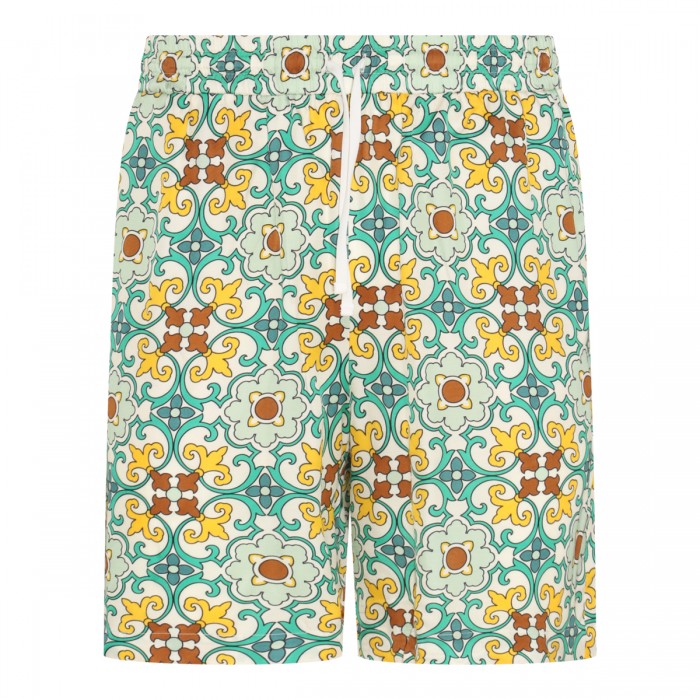 GREEN COTTON FAIENCE SHORTS 