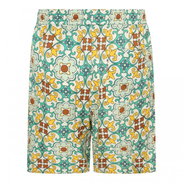 GREEN COTTON FAIENCE SHORTS  2