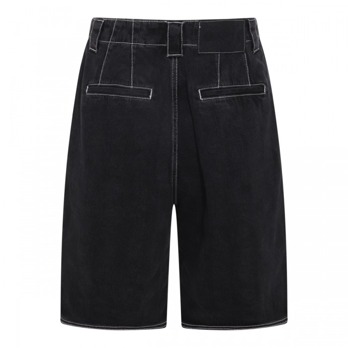 WASHED BLACK DENIM SHORTS 2
