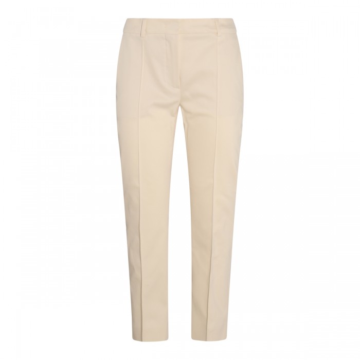 BEIGE COTTON STRETCH FLORES...