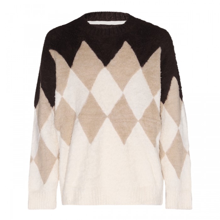 BROWN COTTON CHECK SWEATER