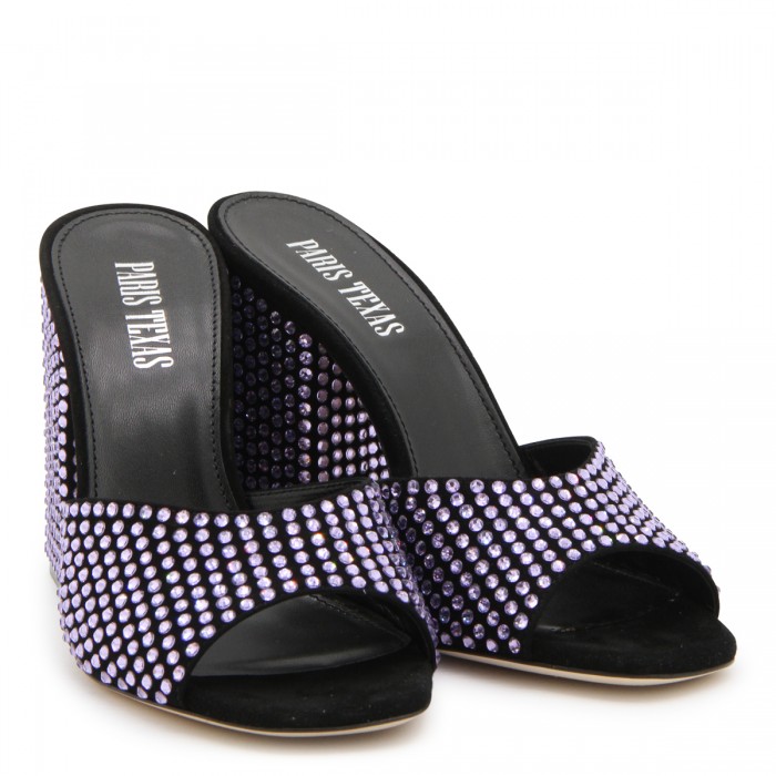 BLACK AND VIOLET LEATHER MULES 2
