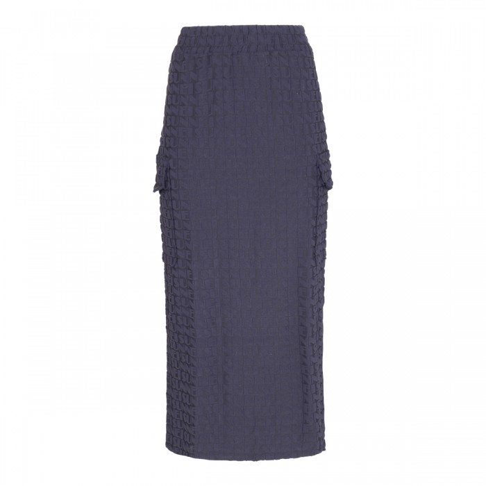 DARK NAVY STRETCH LONG SKIRT