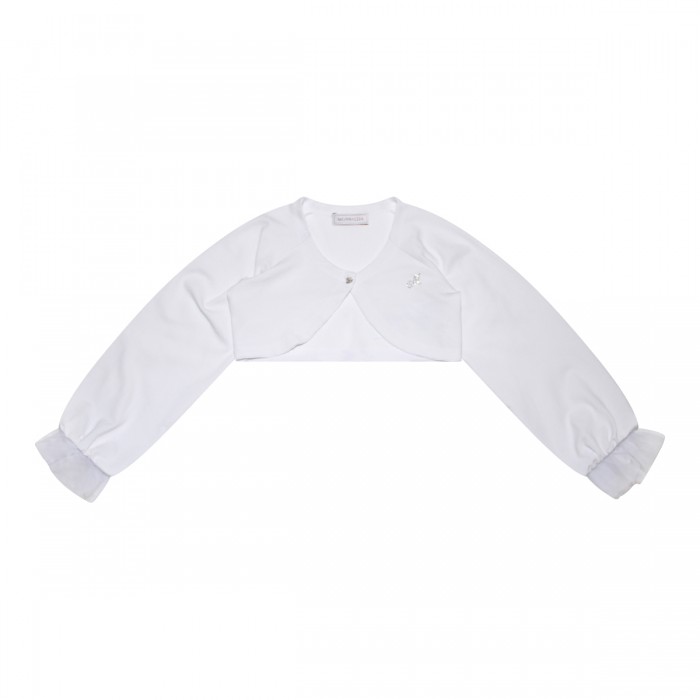 WHITE COTTON CROPPED CARDIGAN