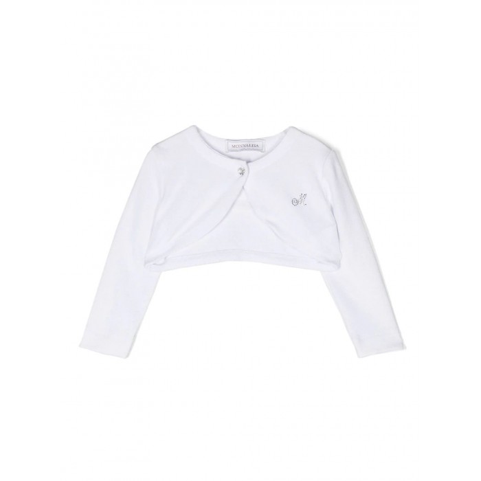 WHITE COTTON CROPPED CARDIGAN