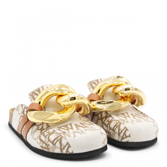 BEIGE CALF SUEDE CHAIN MULES 2