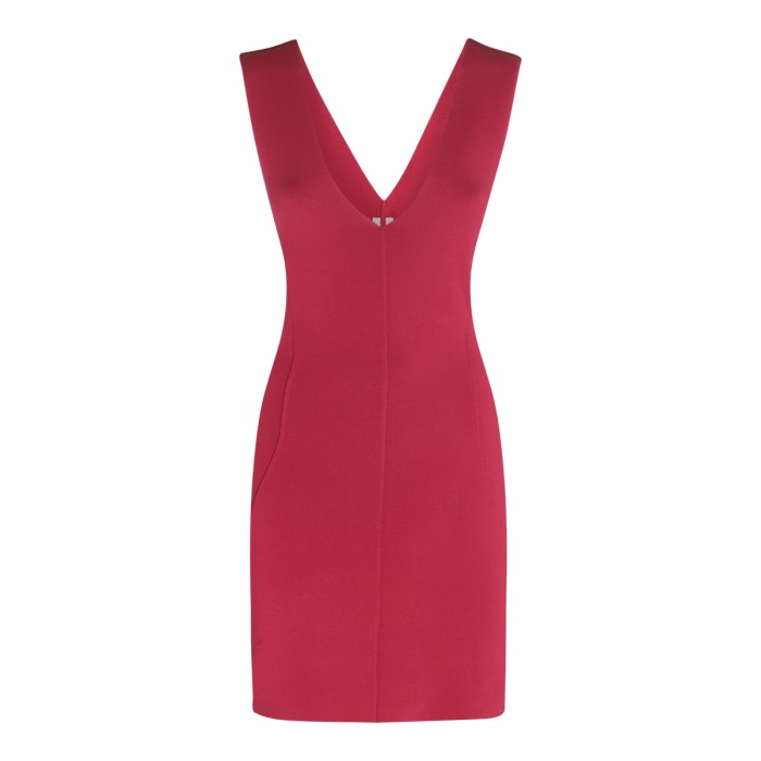 FUCHSIA STRETCH V NECK DRESS