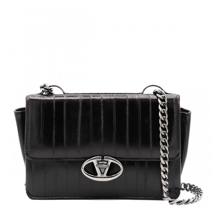 BLACK LEATHER SHOULDER BAG