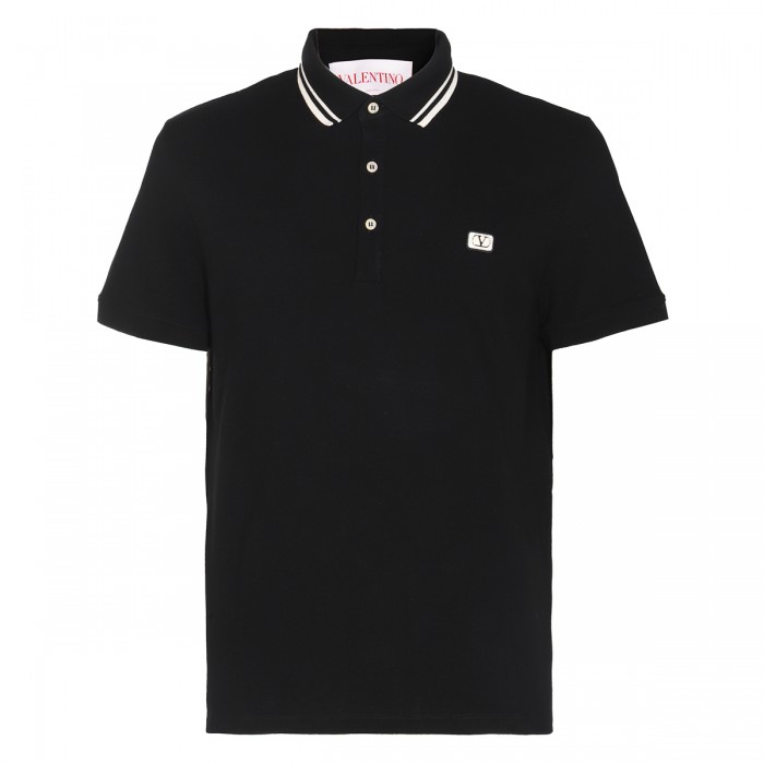 BLACK COTTON POLO SHIRT