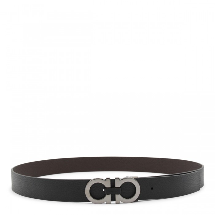 BLACK LEATHER GANCINI BELT