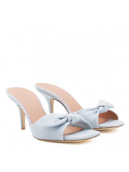 サンダル・ミュール MALONE SOULIERS LIGHT BLUE SANDALS Riley 90 Baby Blue Satin Heeled Sandals | Malone Souliers