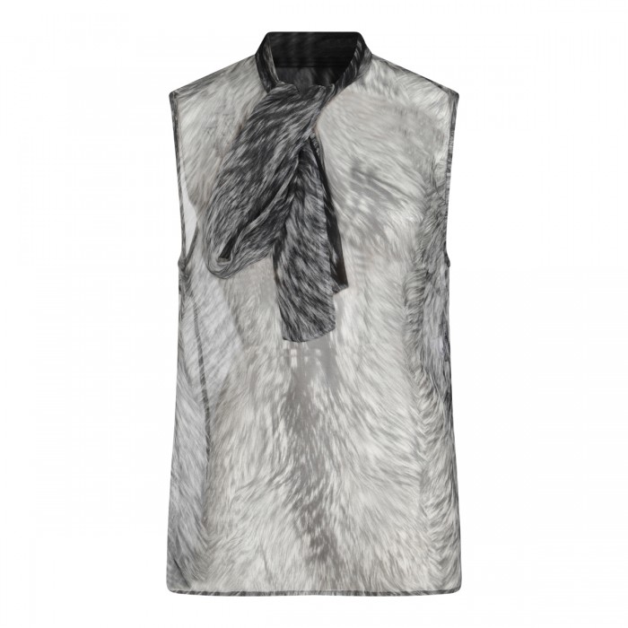 BLACK AND WHITE SILK TOP