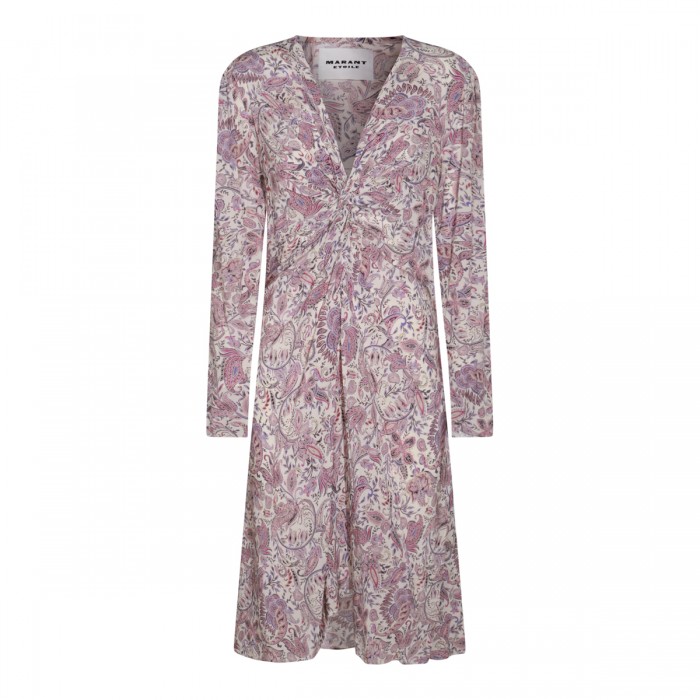 ECRU AND PURPLE COTTON DRESS