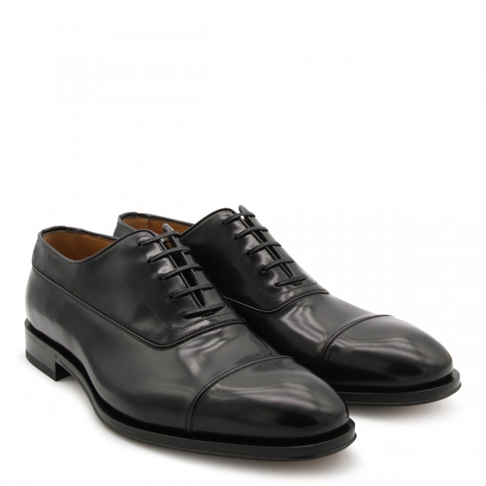 BLACK LEATHER LACE UP SHOES 2