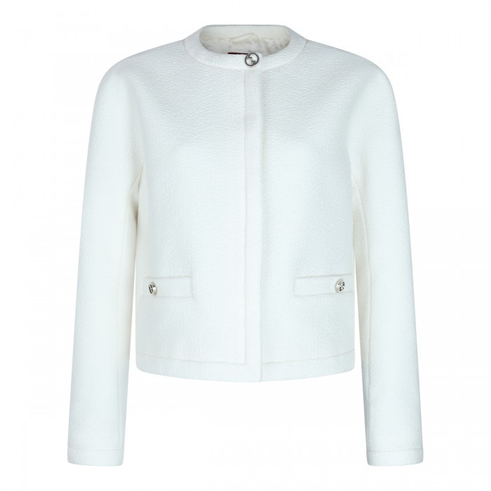 WHITE WOOL CASUAL JACKET
