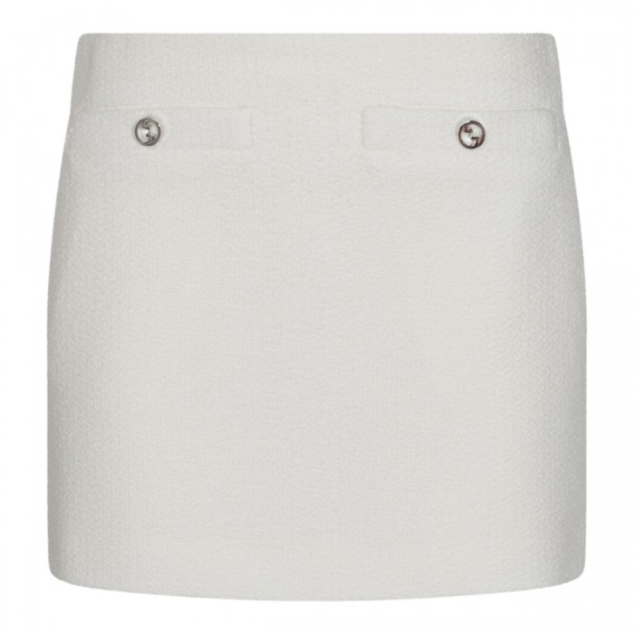 WHITE WOOL SKIRT