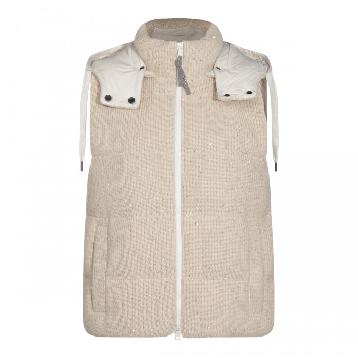 BEIGE WOOL DOWN JACKET