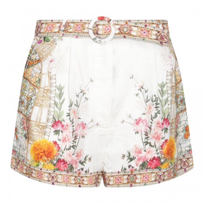 WHITE SILK SHORTS