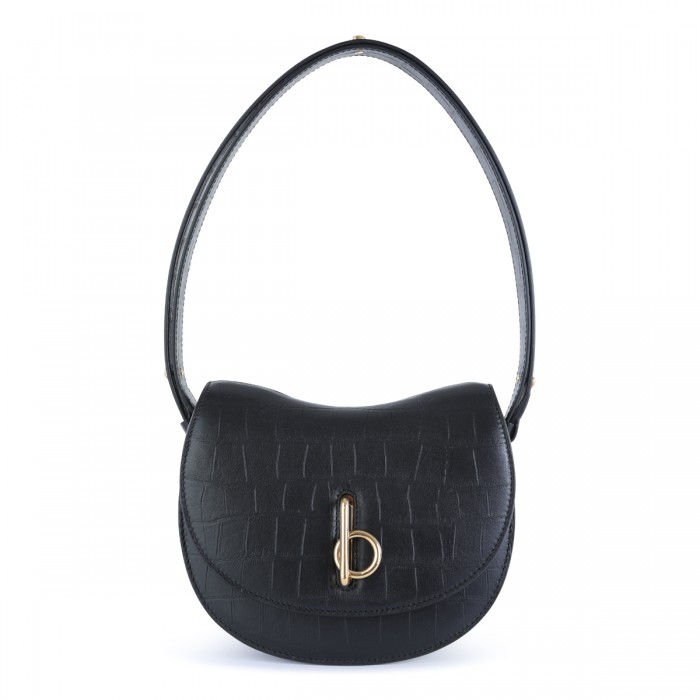 BLACK LEATHER ROCKING HORSE...