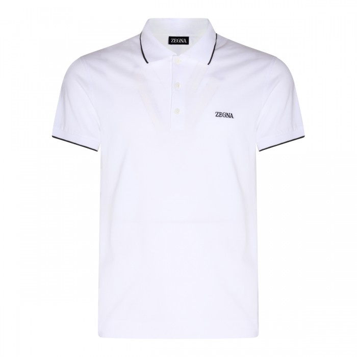 WHITE AND BLACK COTTON POLO...