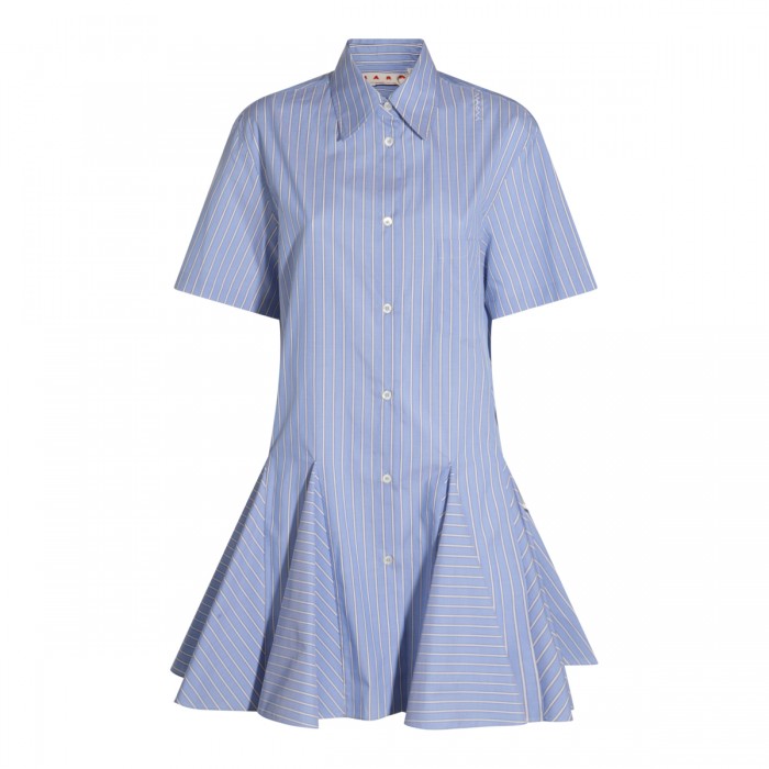 LIGHT BLUE COTTON MINI DRESS