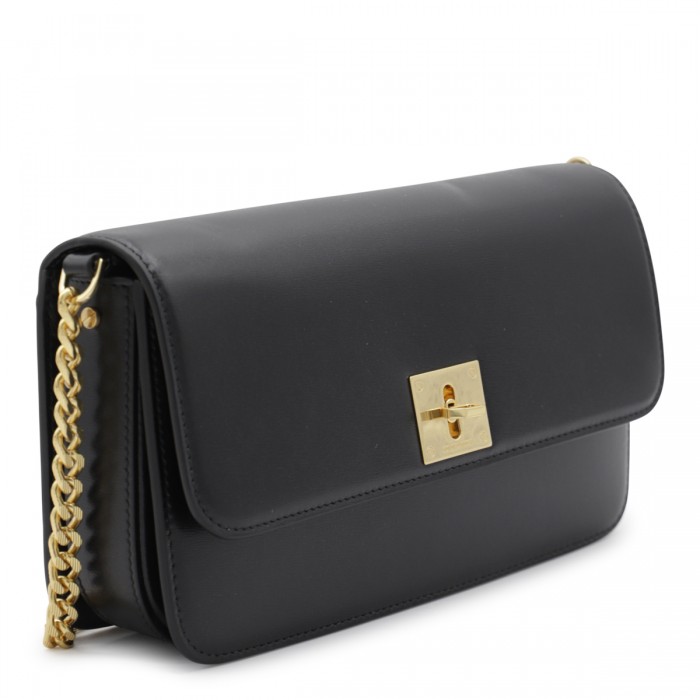 BLACK LEATHER TOP HANDLE BAG 2