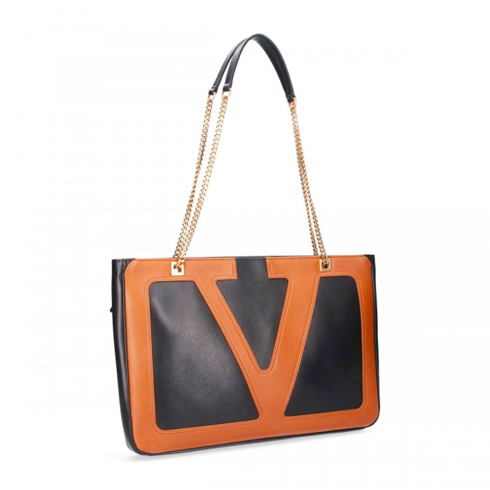 【関税＆送料込み】Valentino Garavani Black And Brown Viva Valentino Garavani Viva Superstar Small Nappa Leather