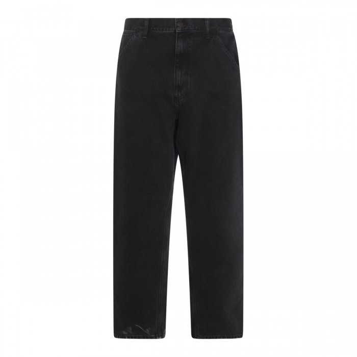 BLACK COTTON SINGLE KNEE JEANS
